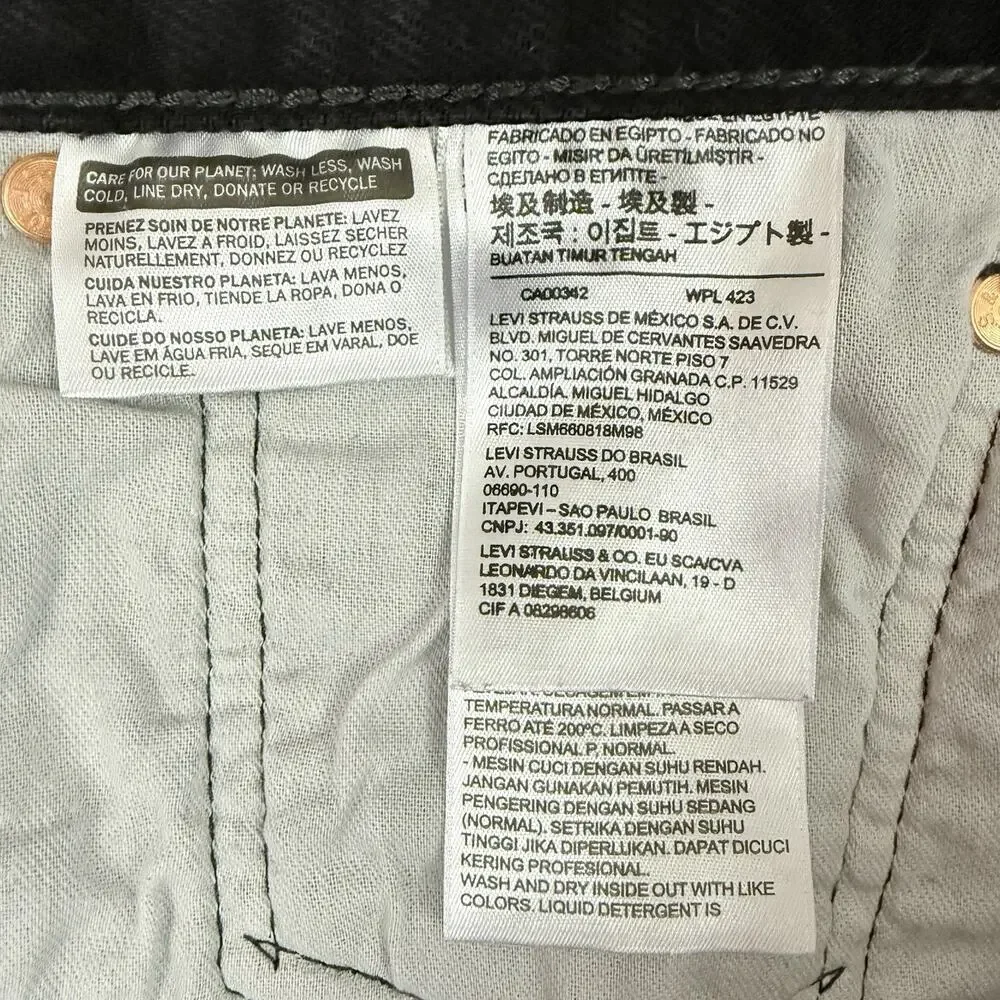 Levis 501 Jeans Mens 36X34 Black Original Fit Straight Leg Button Fly Denim